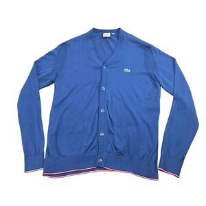 Lacoste Live Cardigan Sweater Mens 6 / XL Blue Light Academia Preppy Collegiate